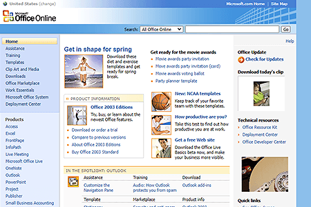 Microsoft Office website in 2006