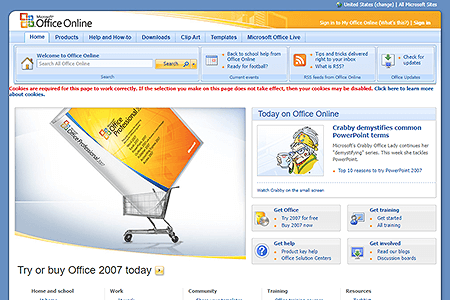 Microsoft Office website in 2007