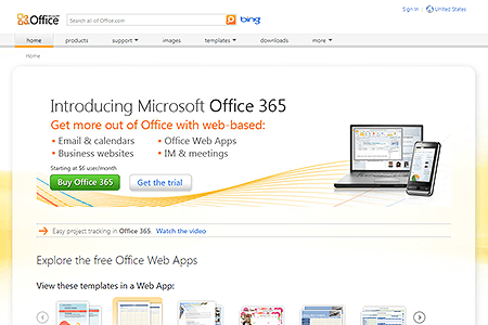 Microsoft Office website in 2011
