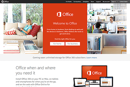 Microsoft Office website in 2014