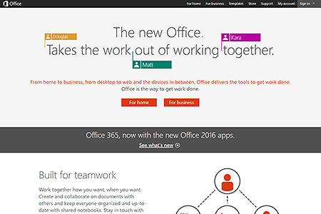Microsoft Office website in 2015