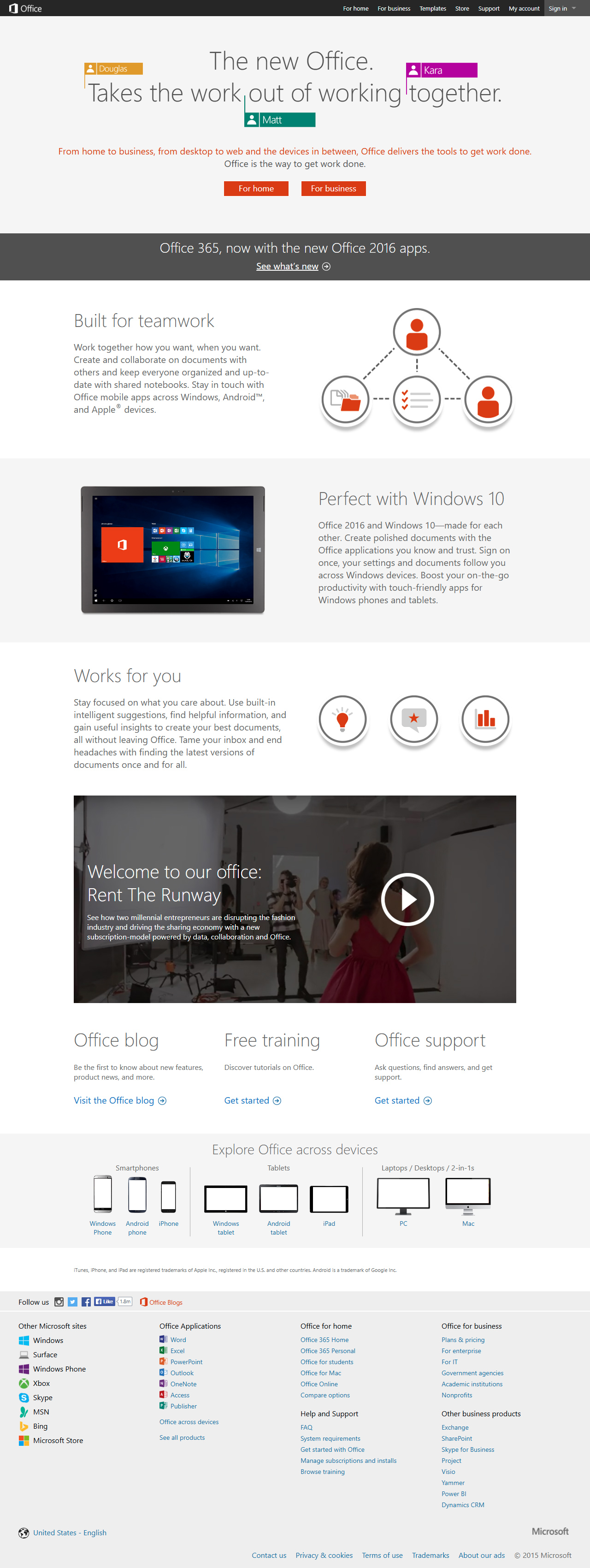 Microsoft Office website in 2015
