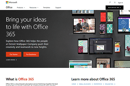 Microsoft Office website in 2017