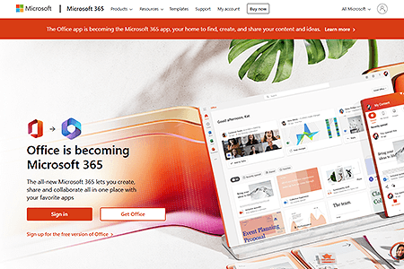 Microsoft Office website in 2022