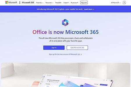 Microsoft Office website in 2023