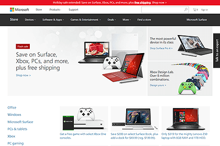 Microsoft Store website in 2016
