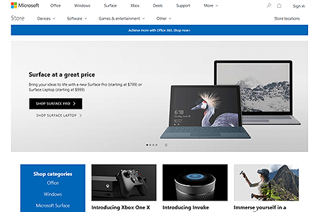 Microsoft Store website in 2017