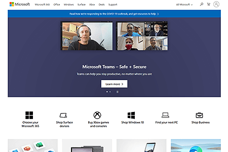 Microsoft Store website in 2020