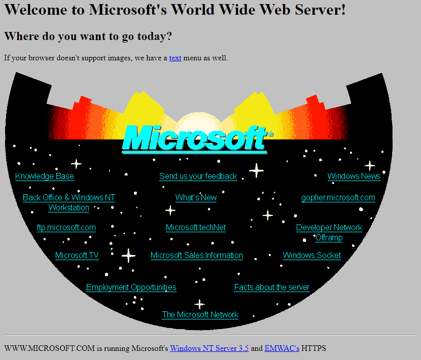 Microsoft website in 1994
