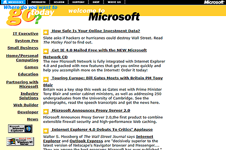 Microsoft website in 1997