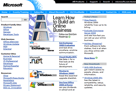 Microsoft website in 2000
