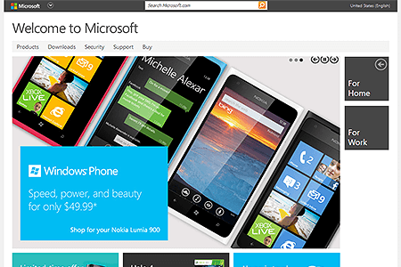 Microsoft website in 2012