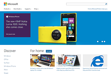 Microsoft website in 2013