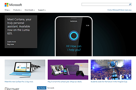 Microsoft website in 2014