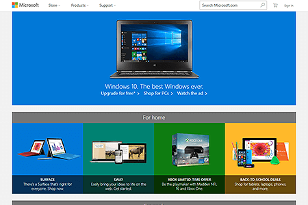 Microsoft website in 2015