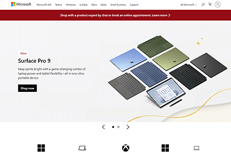 Microsoft website in 2022