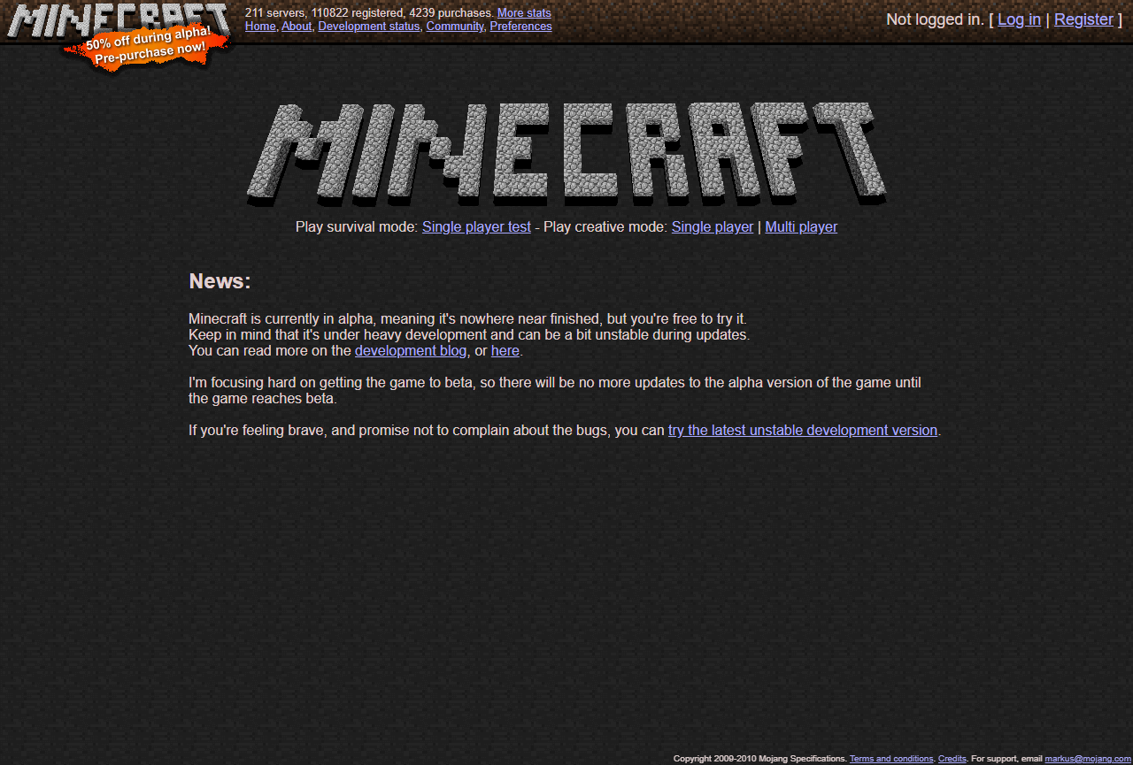 Minecraft in 2010