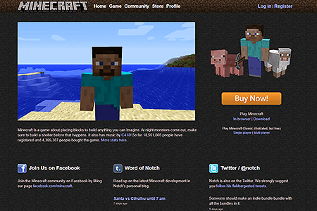 Minecraft website in 2011