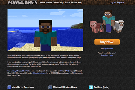 Minecraft website in 2013