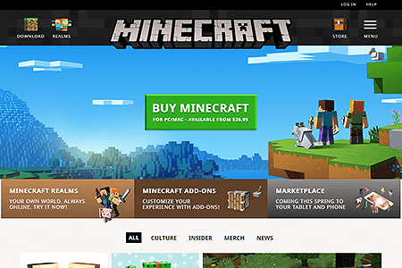 Minecraft website in 2017