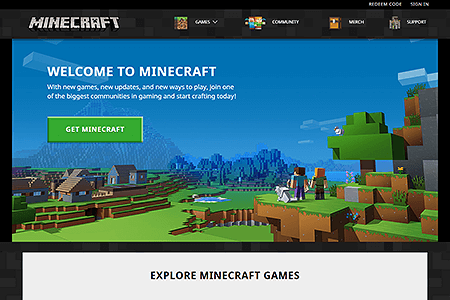 Minecraft website in 2019