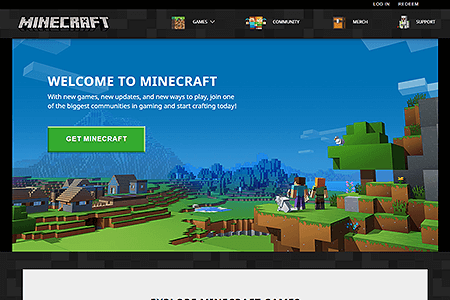 Minecraft website in 2020