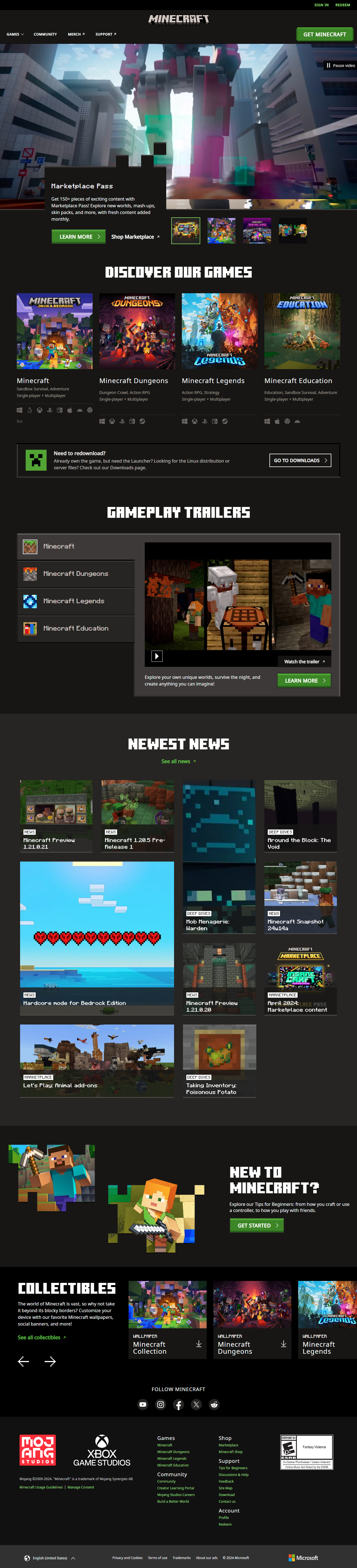 Minecraft website in 2024