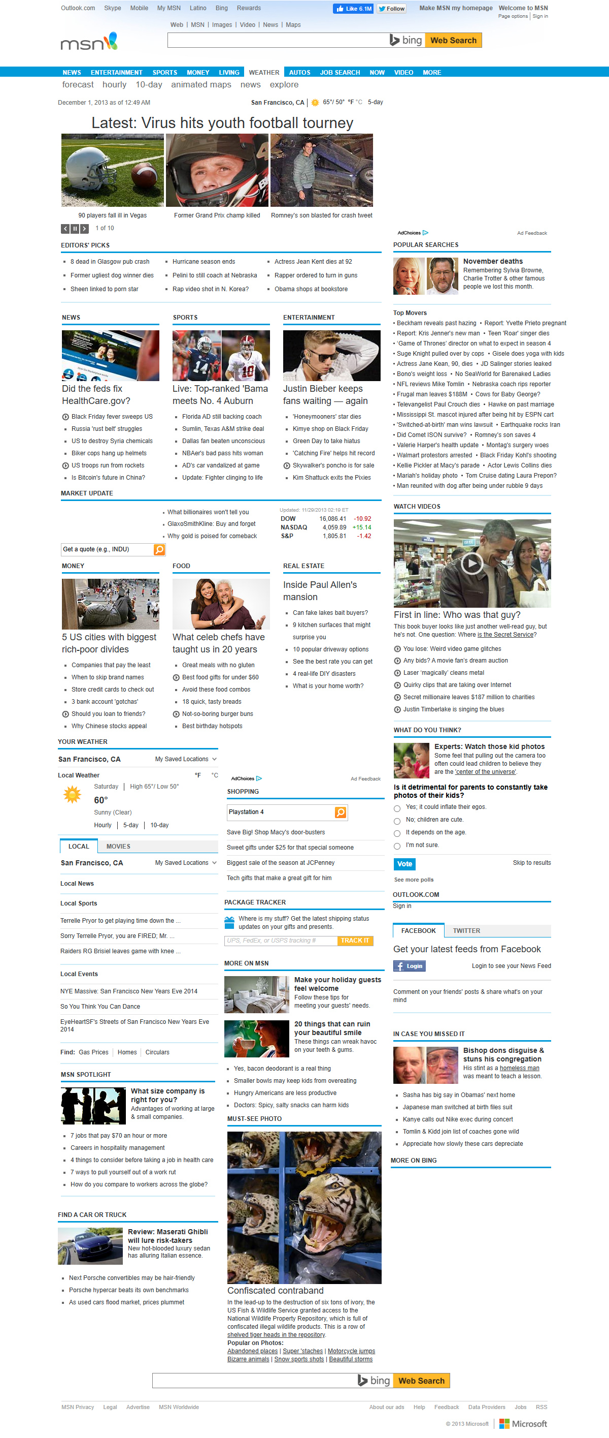 MSN website in 2013