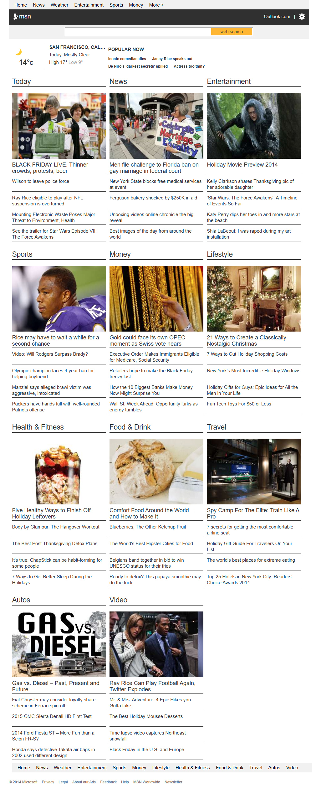MSN website in 2014