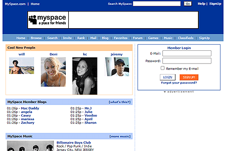 MySpace website in 2004