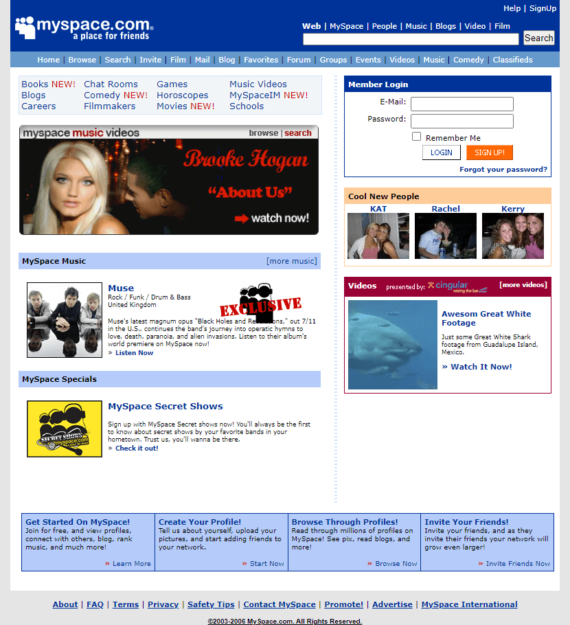 MySpace website in 2006