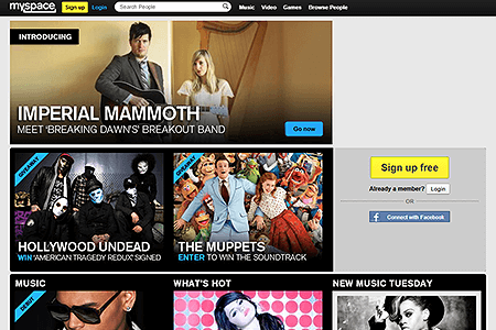 MySpace website in 2011