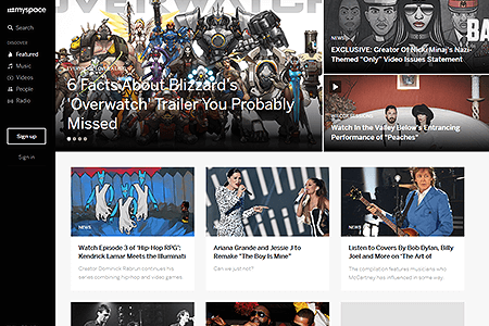 MySpace website in 2014