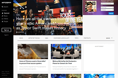 MySpace website in 2018