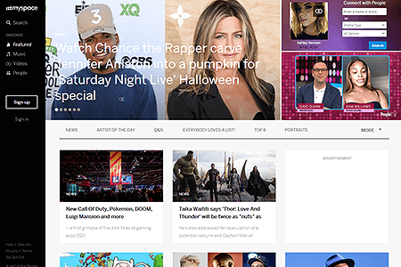 MySpace website in 2019