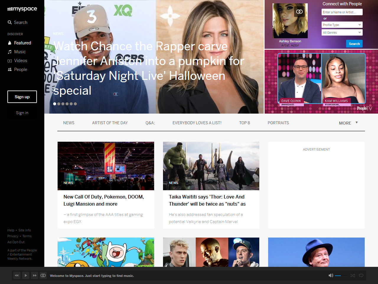 MySpace website in 2019