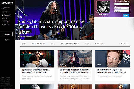 MySpace website in 2020