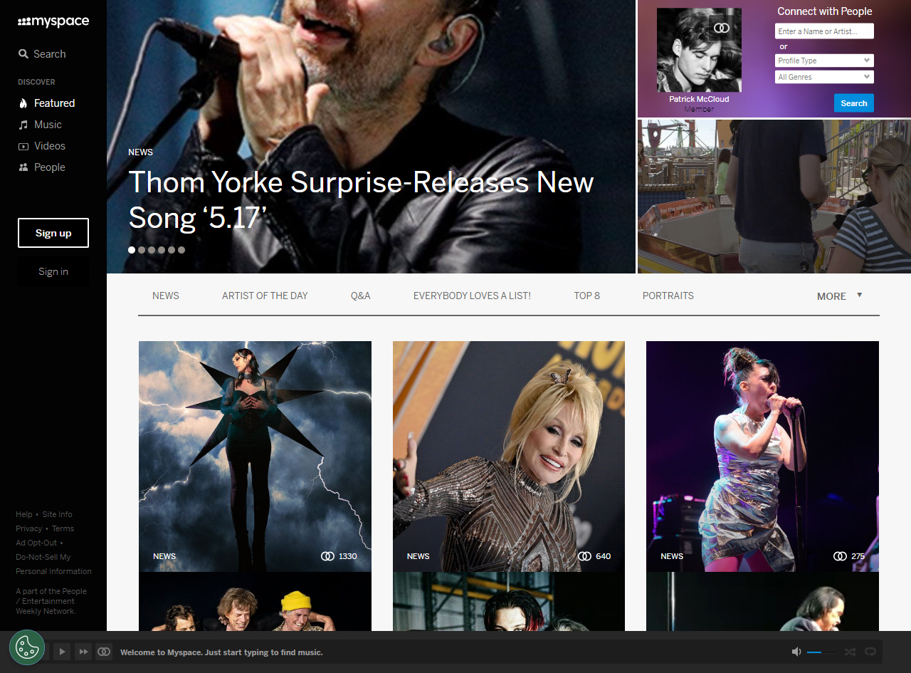 MySpace website in 2024