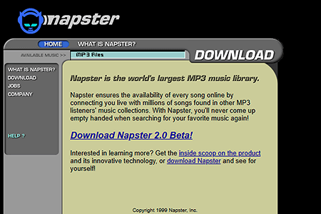 Napster website in 1999