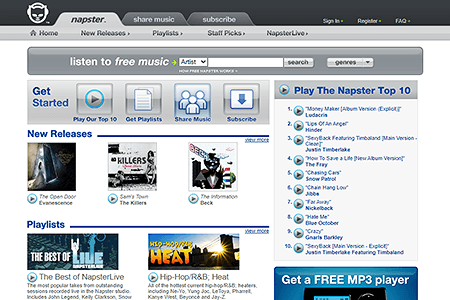 Napster website in 2006