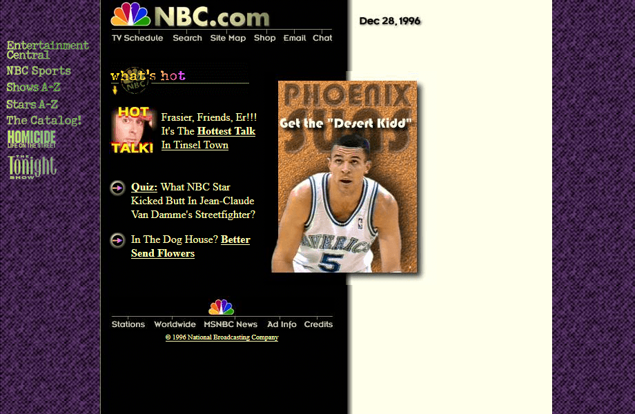 NBC website in 1996