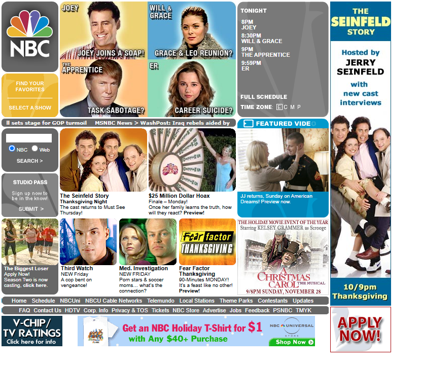 NBC website in 2004