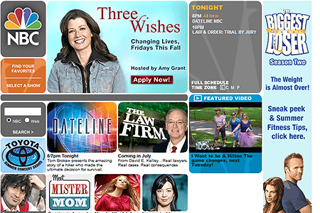 NBC website in 2005