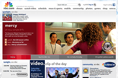 NBC website in 2009