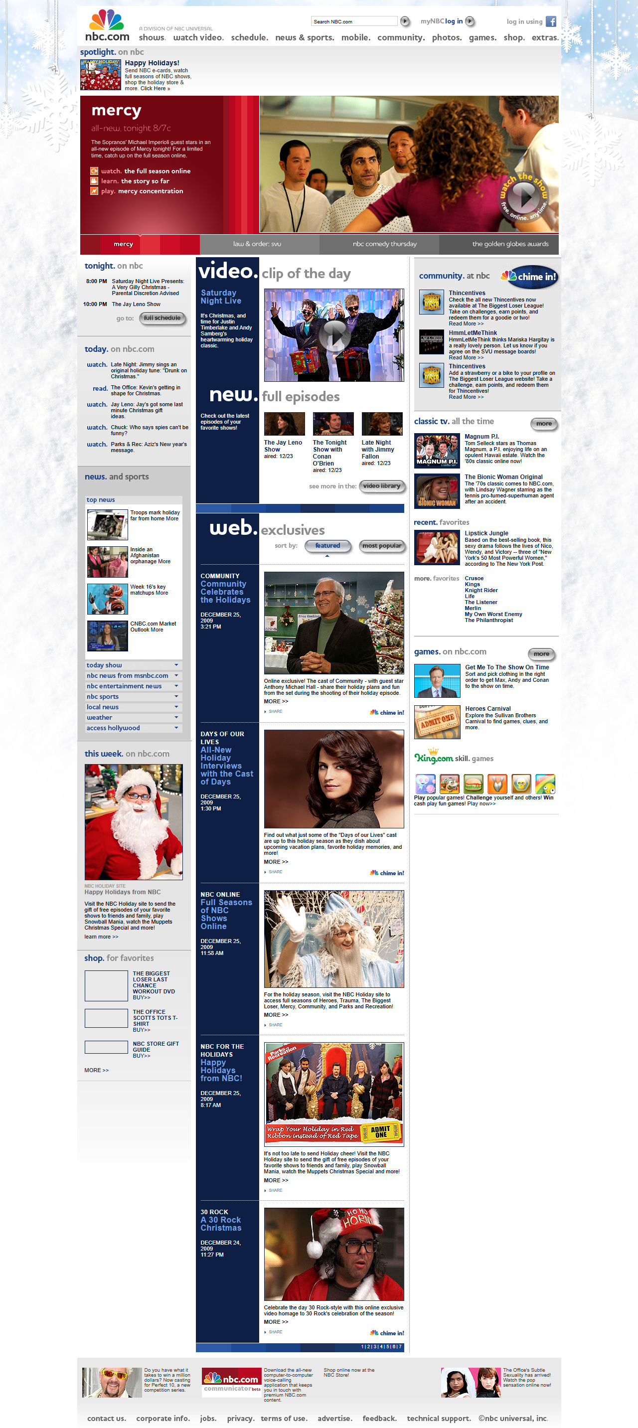 NBC website in 2009