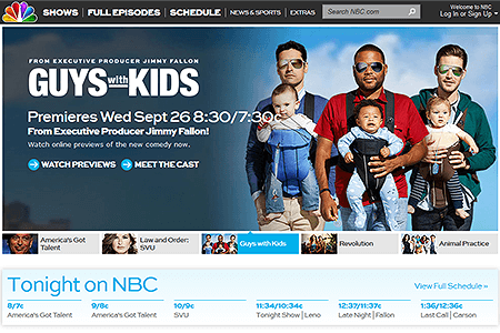 NBC website in 2012