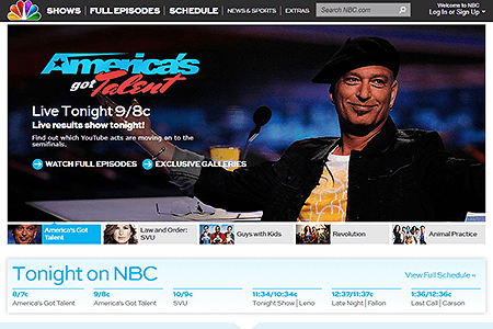 NBC website in 2012