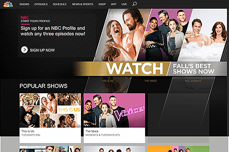 NBC website in 2017
