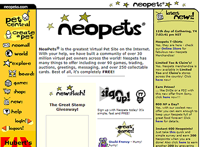 Neopets website in 2002