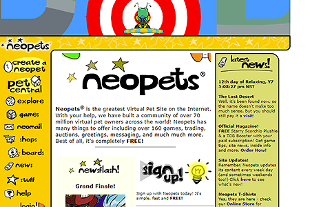 Neopets website in 2005